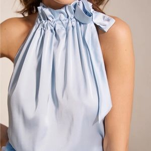 Choklate Paris Light blue satin tie neck style top. One Size